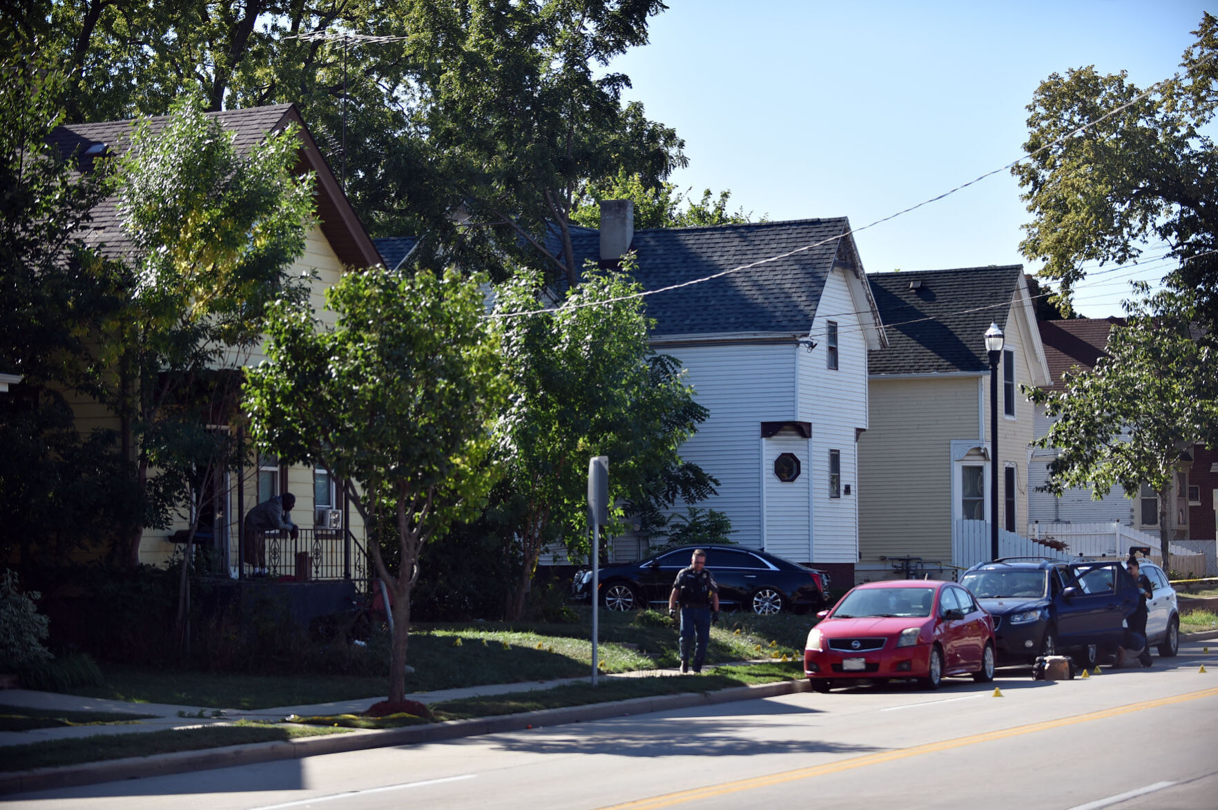 From scene of triple shooting on Racine Street, as of Monday morning